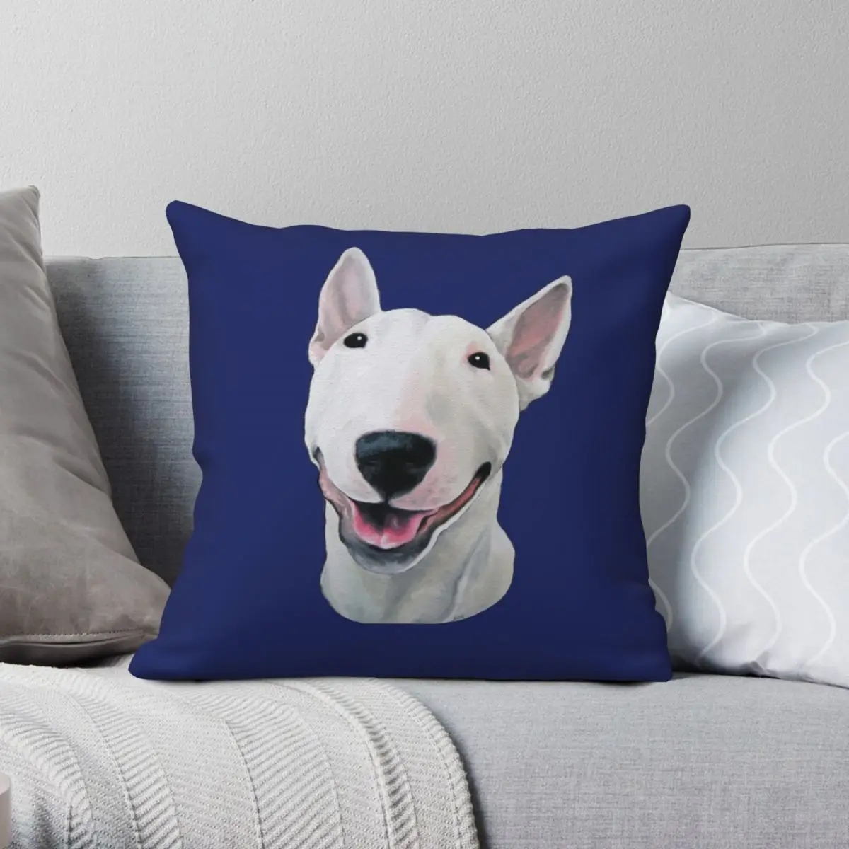 Bull Terrier Unconditional Square Pillowcase Polyester Linen Velvet Pattern Zip Decor Pillow Case Room Cushion Cover Wholesale