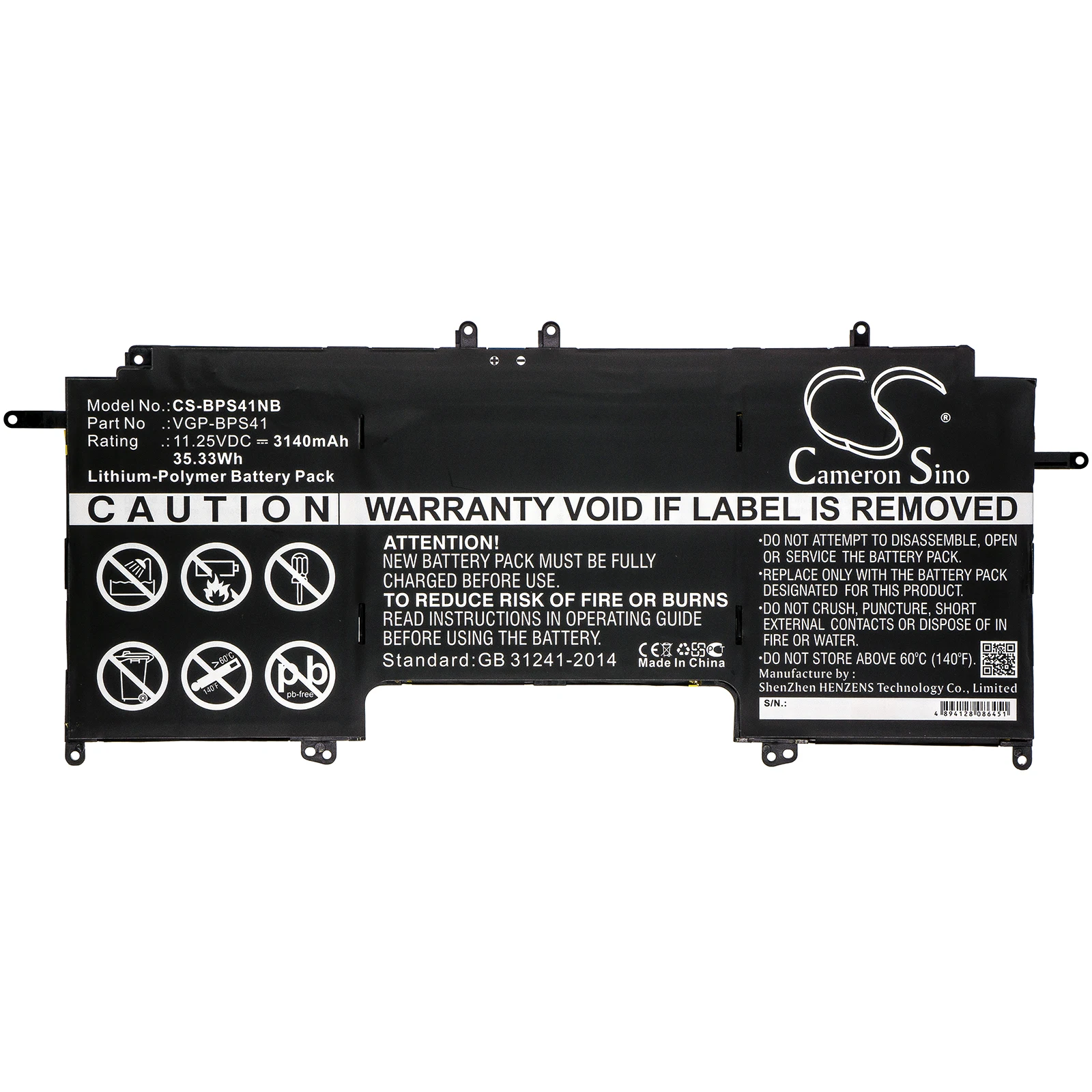 CS 3140MAh/35.33Wh แบตเตอรี่สำหรับ Sony SVF13N,SVF13N12CW,SVF13N13CXB,SVF13N17,SVF13N17PW/B,SVF13N17PXB,SVF13N27PW/B