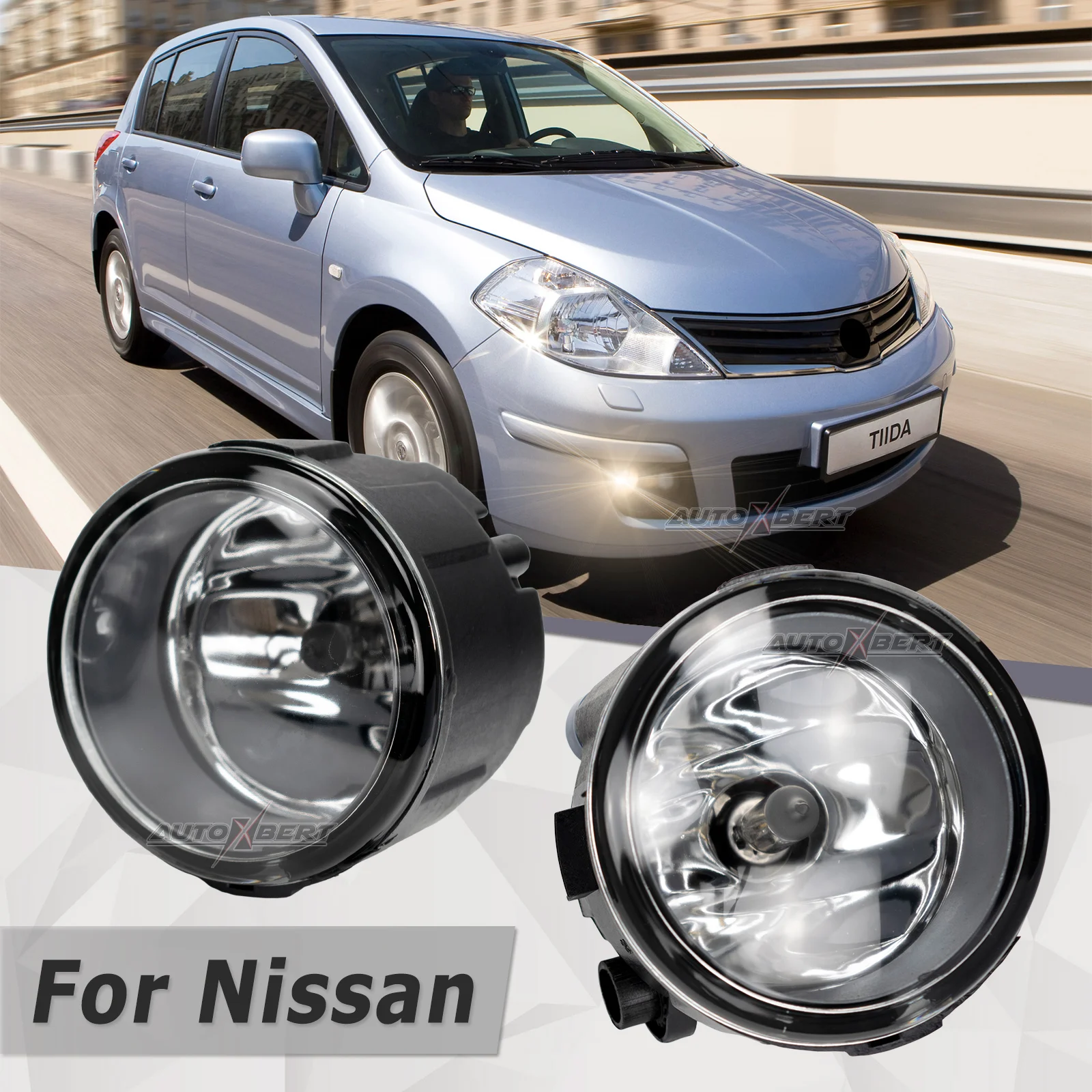 2x Front Bumper Halogen Fog Light Headlight Driving Lamp for Nissan Tiida Note X-Trail T31 Murano Cube Juke Patrol 3 Rogue Versa