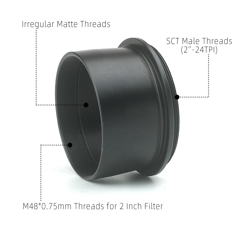 EYSDON Telescope 2 pollici SCT T Adapter 2 "Tube trasforma in SCT(2"-24TPI) filettature maschili per osservazione astronomica