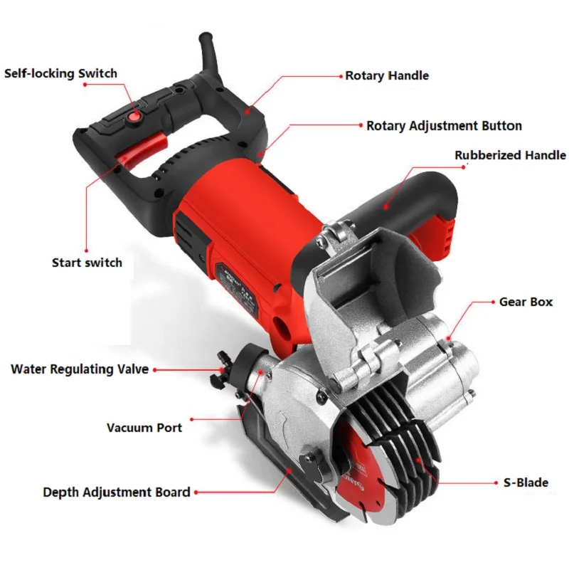 220V 3000W Electric Wall Chaser Groove Cutting Machine Wall Slotting Machine Steel Concrete Cutting HT2238