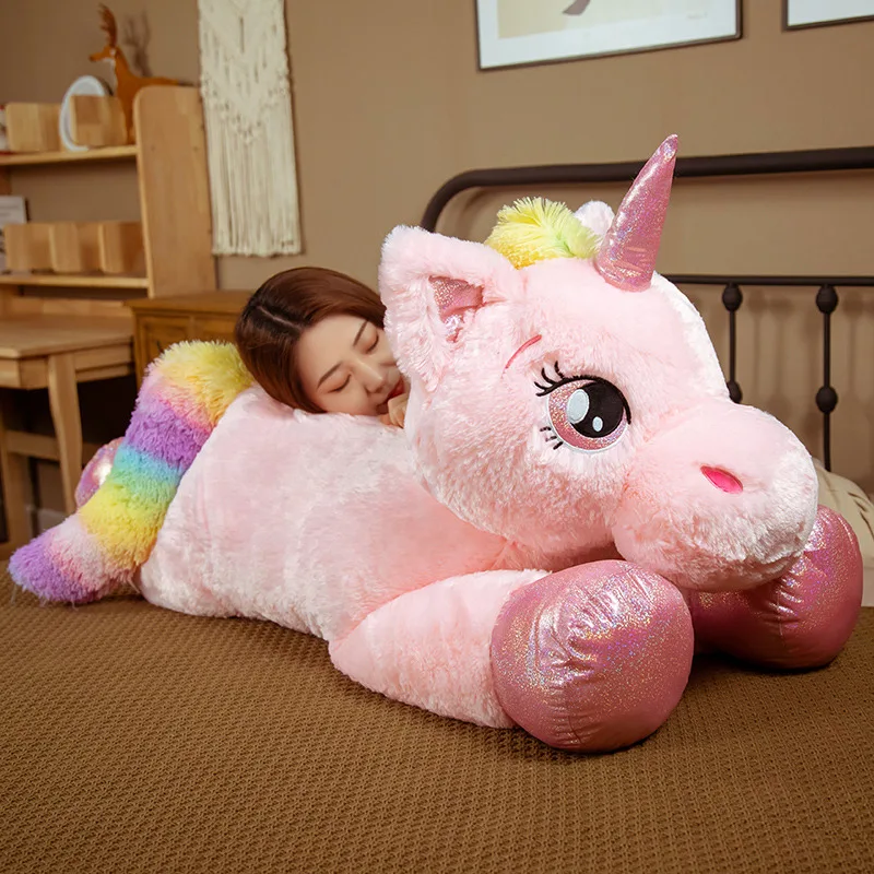 1Pcs 45/60/80/100cm Kawaii Giant Unicorn Plush Toy Soft Stuffed Plush Doll Colorful Horse Toys For Children Girl Birthday Gifts