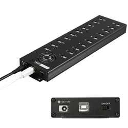 Sipolar multi 20 ports USB 2.0 charger hub with external 12V10A desktop power adapter for data syncs and phone tablets charging