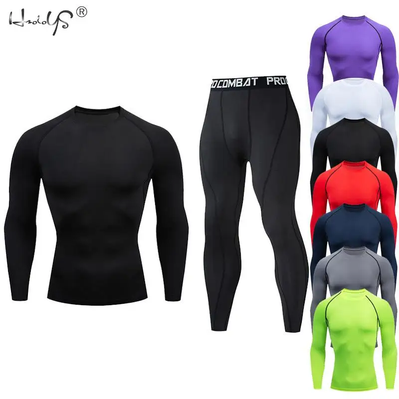 

Compression Underwear Men's Winter Thermal Underwear Rashgarda Mma - Men's Sets Bodybuilding T-Shirt Leggings 2 Piece Tracksuit