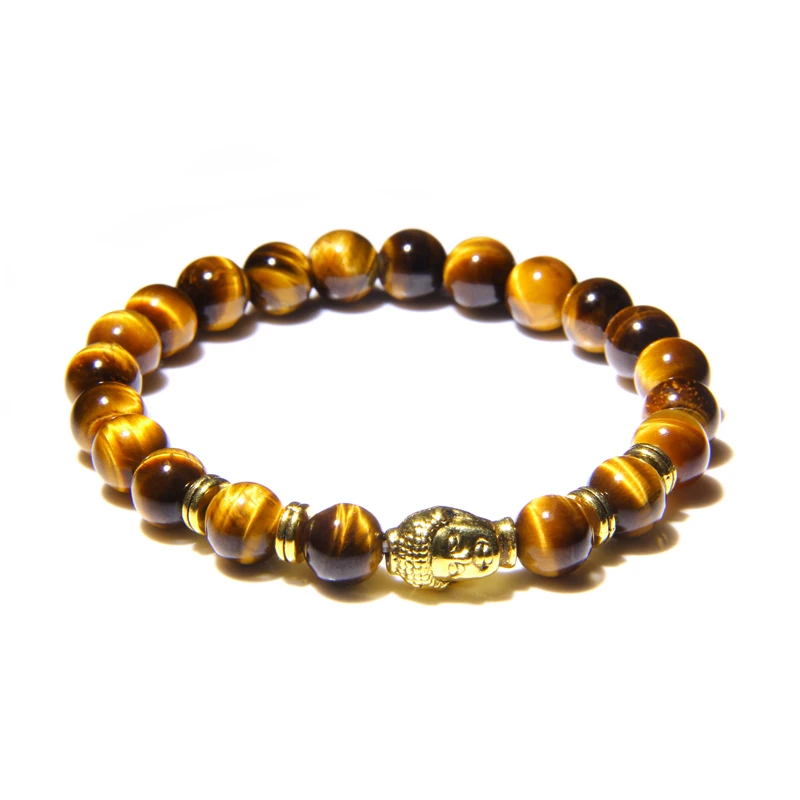 AAAAA Royal Blue Tiger Eye Men's Bracelet Beads Natural Stone Buddha Stretch Charm Bracelets for Women Men Fashion Jewelry 2020