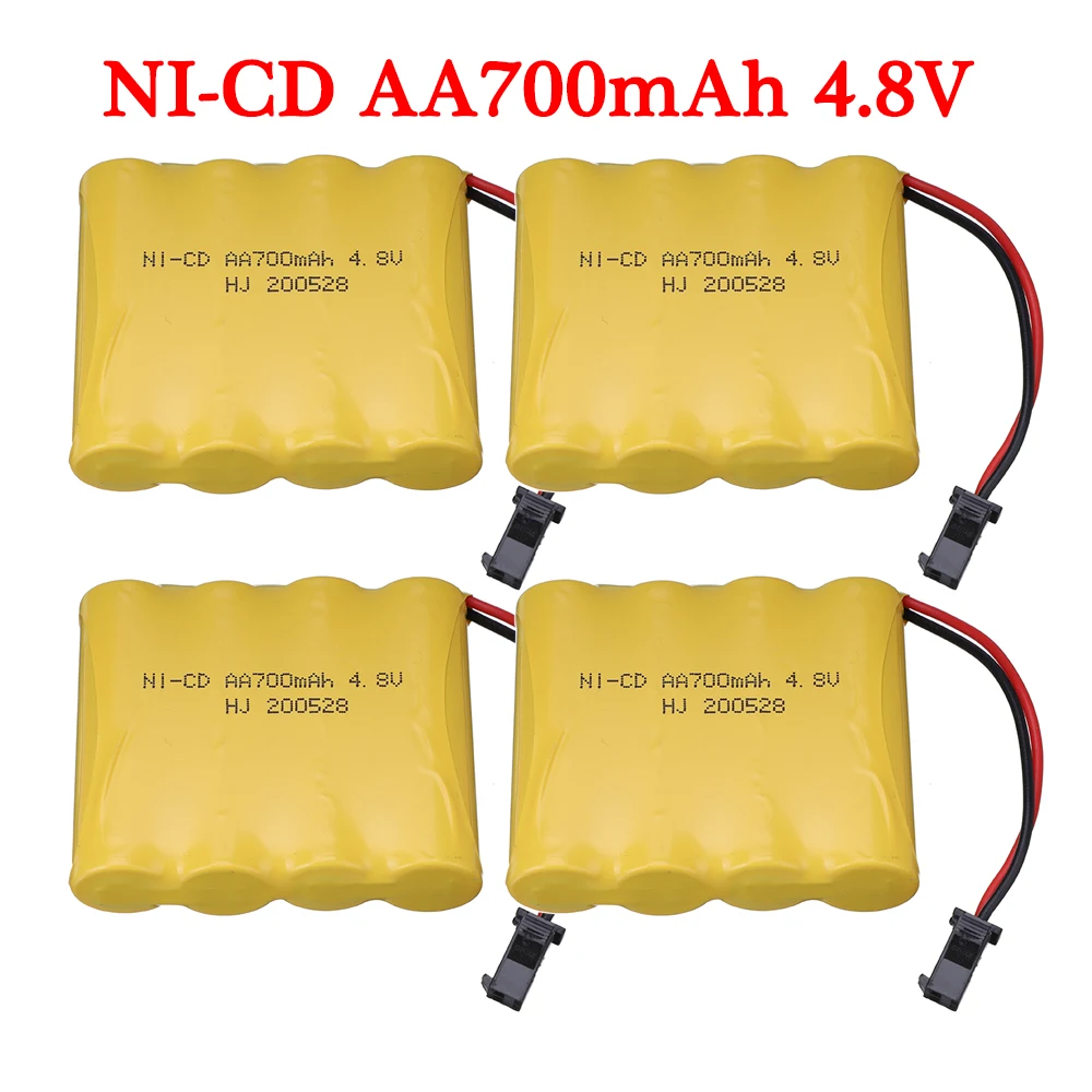 Ni-cd 4 * aa充電式バッテリーパック,4.8 v,700mah,リモコン玩具,車,トラック,タンク,ニッケル水素4.8ボルト,バッテリーSM-2P