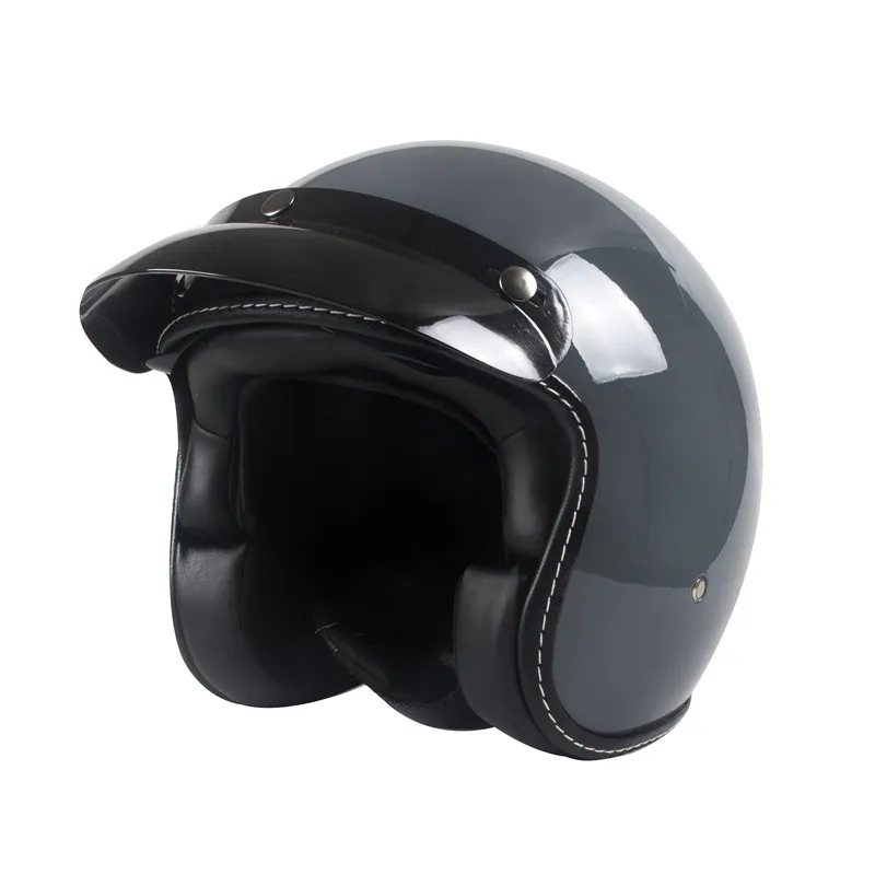 Cement Gray Vintage Motorcycle Helmet Open Face Helmet Dot Approved Half Helmet Retro Moto Casco Capacete Motociclistas Capacete
