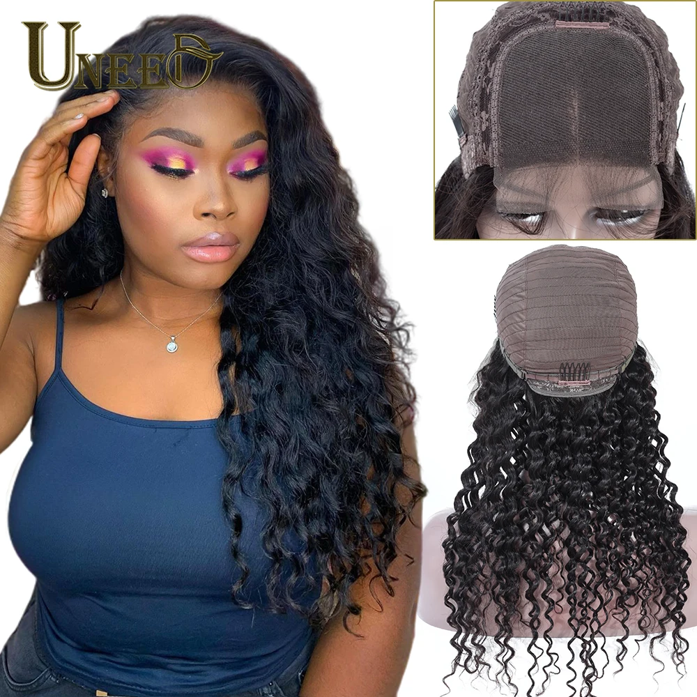 

Brazilian 4x4 Lace Closure Human Hair Wigs 150% Density Water Wave Wig Remy Hair With Baby Hair Pre Plucked Natural Hairline