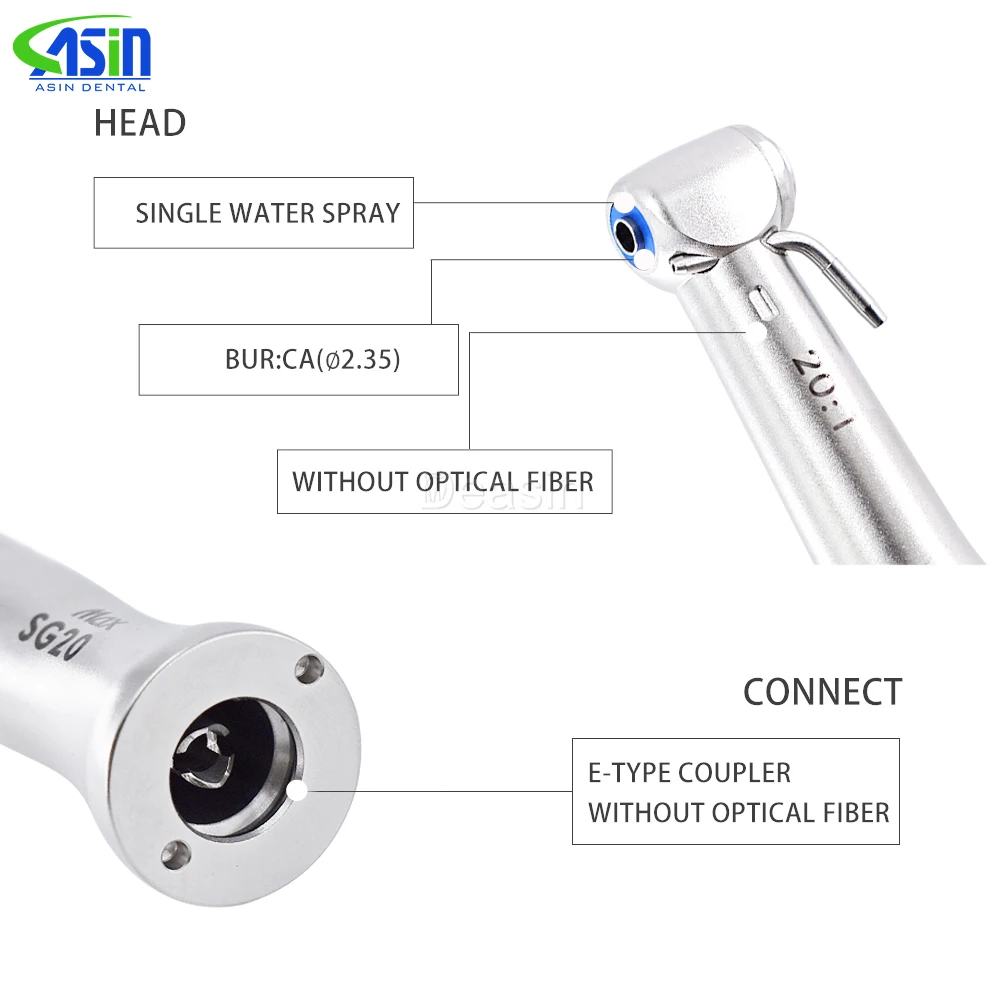 Dental MAX SG20 Surgery Implant Handpiece 20:1 Reduction Contra Angle Low Speed Push Button teeth whitening pen