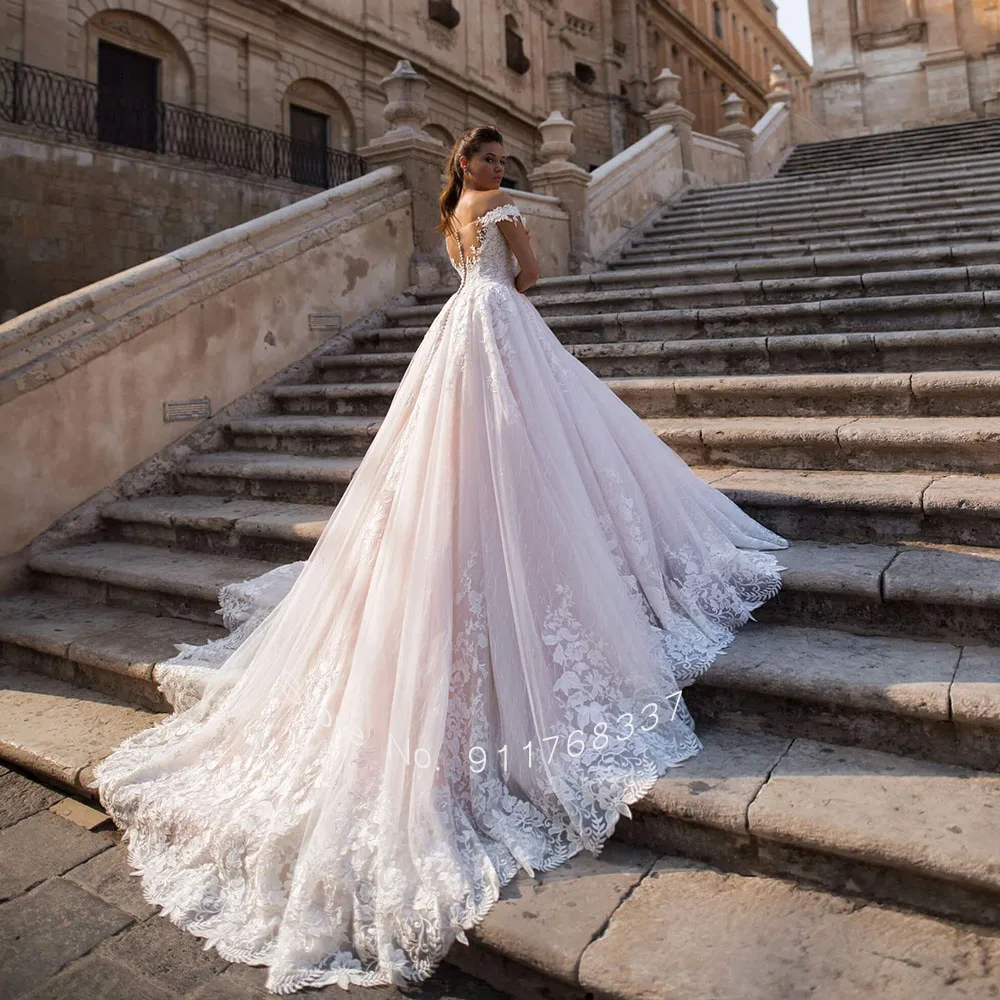 Robes De Mariage Tulle Ball Gown Wedding Dress Off the Shoulder Luxury Vestidos De Novia Beading Appliques Hochzeitskleid