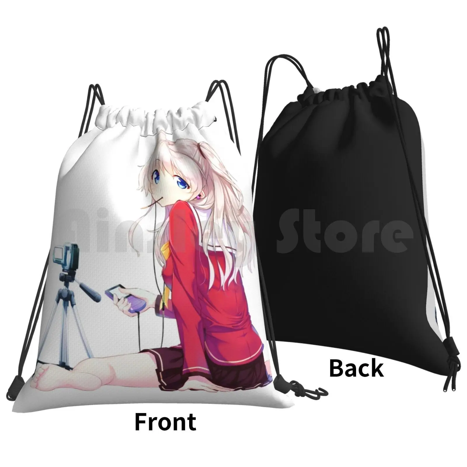 Charlotte , Nao Tomori Backpack Drawstring Bags Gym Bag Waterproof Charlotte Anime Charlotte Anime Nao Tomori Tomori Cute