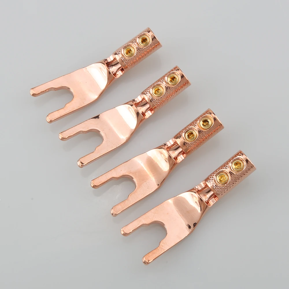 4PCS Audiocrast pure copper Y Spade Connector plug,Rhodium plated Fork connectors plug,loudspeaker cable connector plug ,speaker