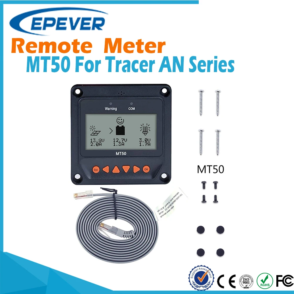 Remote Meter MT-50 For EPever EPsolar MPPT Solar Charge Controller Tracer-AN  Series With LCD Real-time Display Data And Status