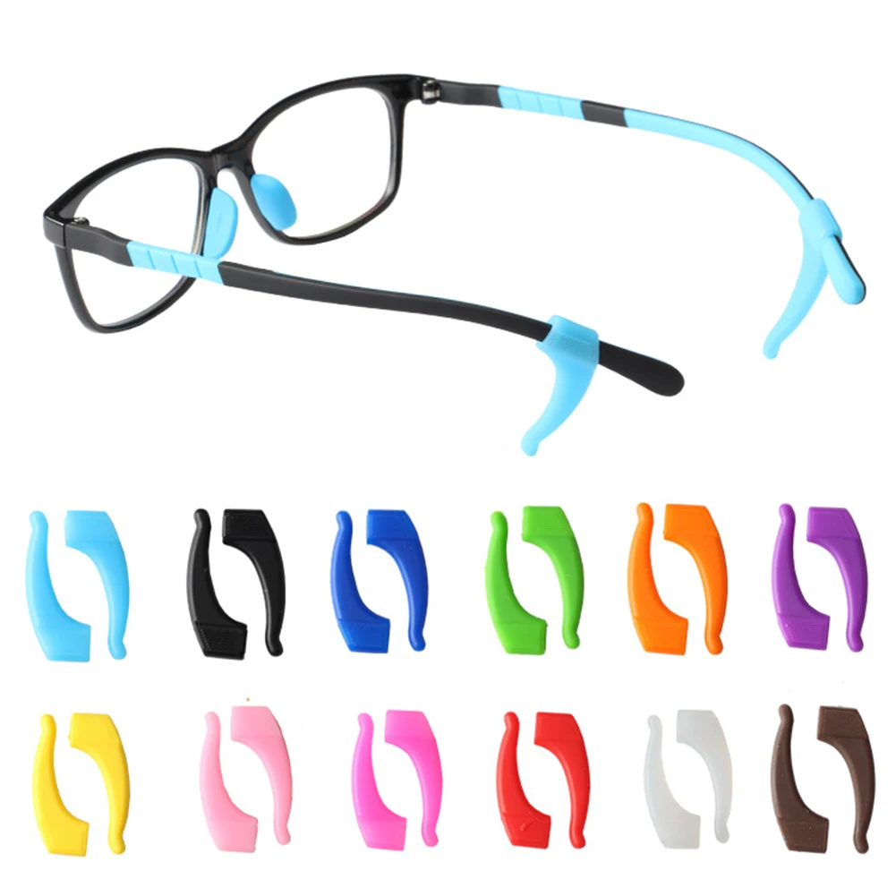 1 Pair Solid Colour silicone anti-slip eyeglasses holder for children sunglasses or reading glasses ear grip hooks 12 colors