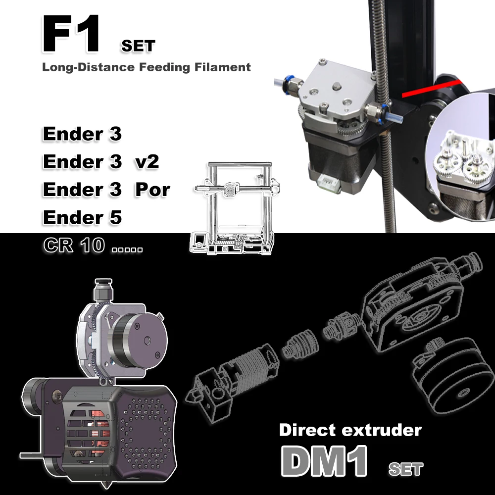 Extrusora de Doble accionamiento Bowden Direct para impresora 3D Ender 3, actualización Orbiter Titan Aero E-3 D MK8 H2 V6, totalmente de Metal, OMG, v2s