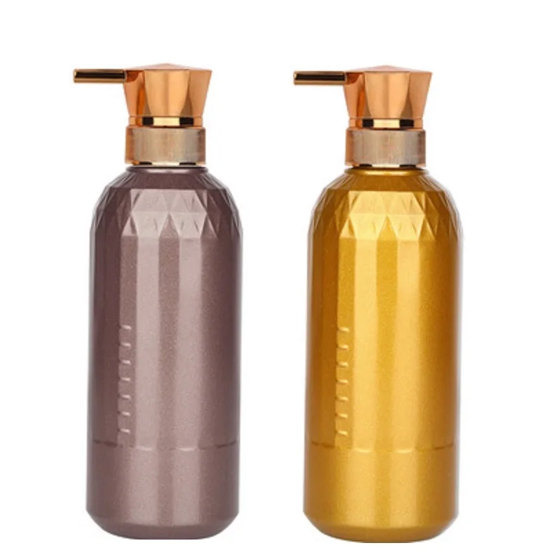 500ML Empty Colorful Plastic Bottle Round Shoulder PET Creative Gold Lotion Press Pump Portable Cosmetic Packing Container 15Pcs