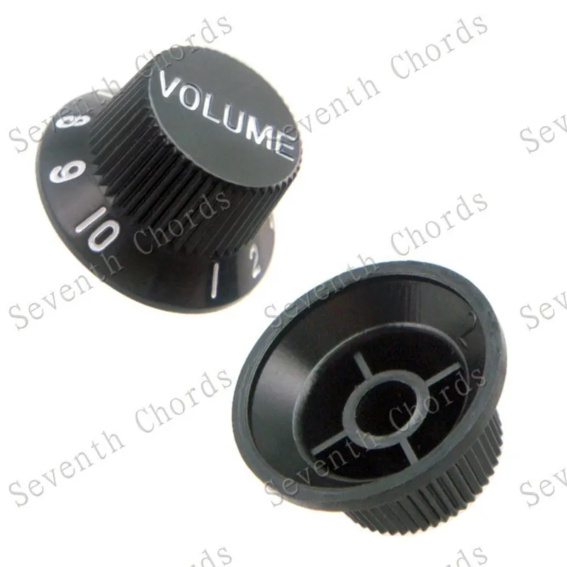 5 Stück Schwarze E-Gitarren-Lautstärkeregler-Kappen Potentiometer-Kappen Musikinstrument-Zubehörteile – Detail 1