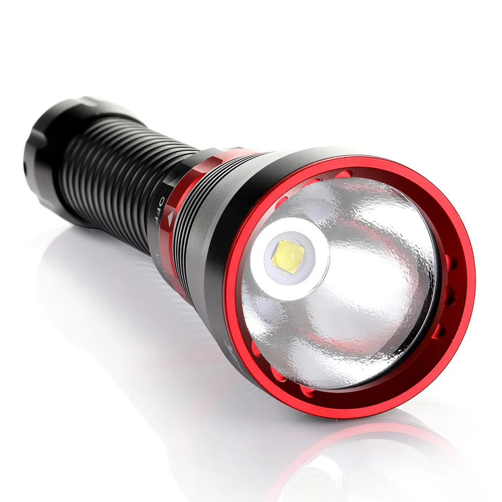 Professional 100M Depth Scuba Diving Flashlight XHP70.2 LED  Yellow Light / White Light Torch Waterproof Underwater Lamp