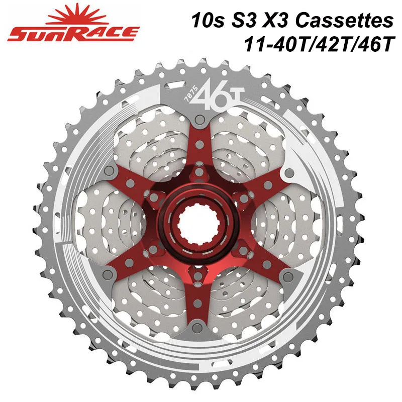 Sunrace-10 Speed MTB Bike Cassette, Bicycle Freewheel for Shimano 10V System Flywheel, SUNRACE, X0, X3, S3, 11-36T,40T,42T,2024