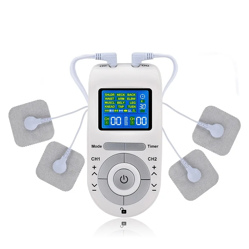 12 Modes Tens Unit Machine with 4 Electrode Pads for Pain Relief Pulse Massage EMS Muscle Stimulation Tens Electroestimulador