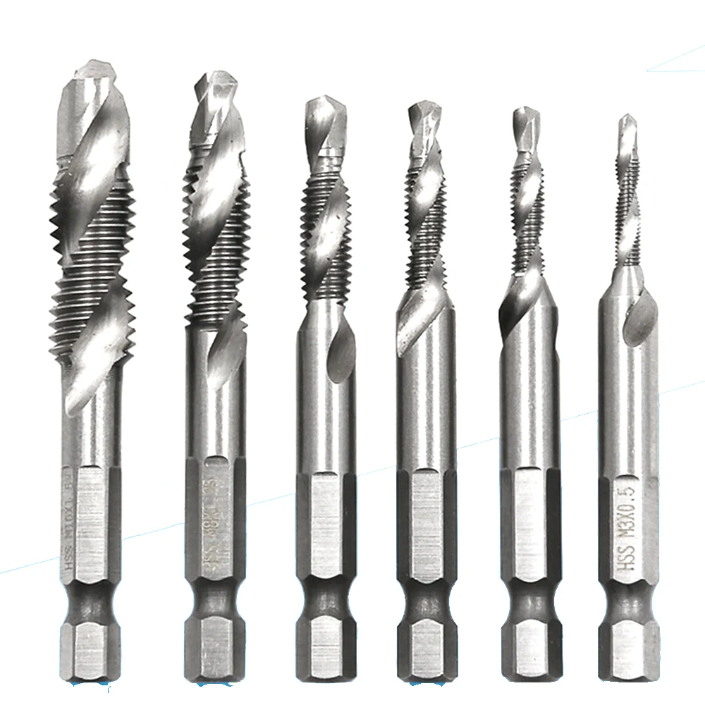 Brocas de tornillo de piezas para carpintería, 6 M3-M10, HSS 4341, broca de combinación métrica, acero de alta velocidad, titanio