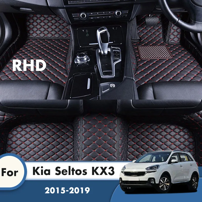 

RHD Carpets Rugs For Kia Seltos KX3 2019 2018 2017 2016 2015 Leather Waterproof Car Floor Mats Custom Auto Accessories Interior