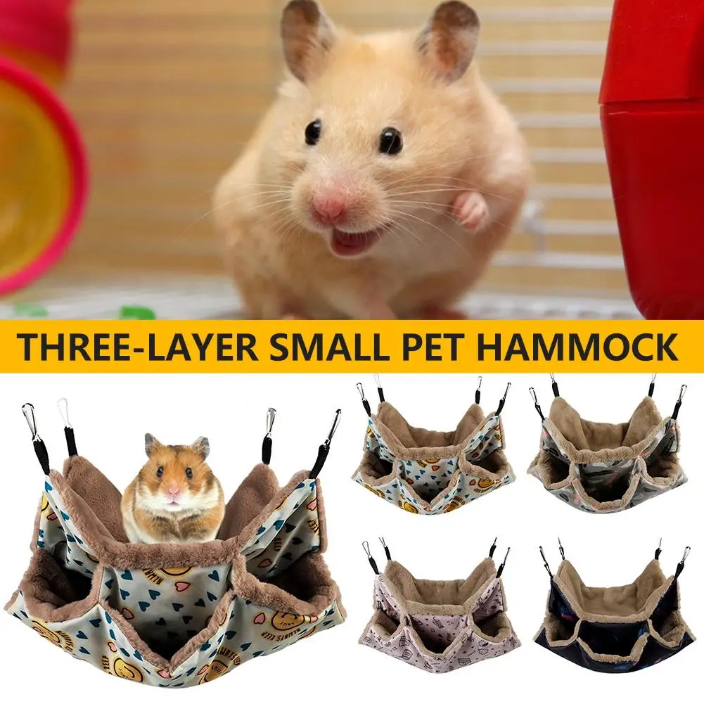 

Small Pet Bed Hamster Hammock Double-layer Hammock Hamster Hanging Bed Cage For Ferret Squirrel Pet Warm Hanging Nest