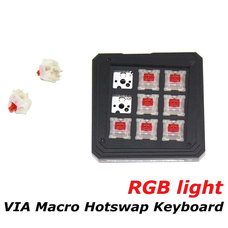 VIA Mini Macro Keyboard 9 Keys Mechanical Macropad RGB LED Backlight Hot swap Gateron Cherry Switch Type C gamming QMK