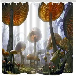 Fantasy Mushrooms Shower Curtain Magic Nature Forest Plants Waterproof Polyester Fabric Bathroom Decor Bath Curtains with Hooks