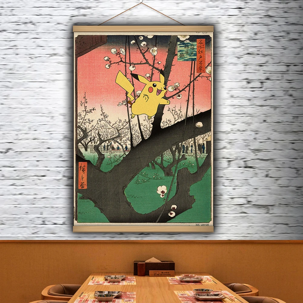 Japan Artistic Vintage Oriental Anime Ukiyoe Manga Cartoon Scroll Art Print Canvas Poster Painting Decor Tapestry Design