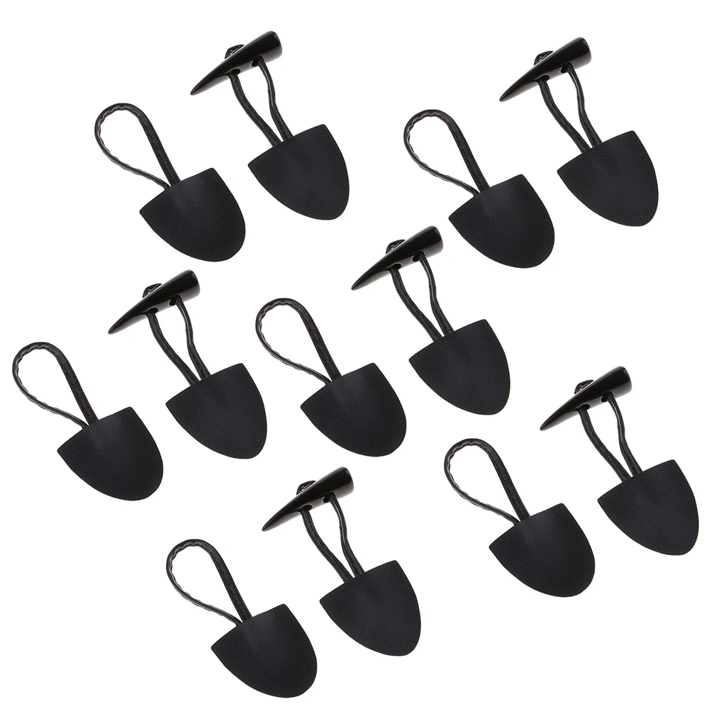 6 Pairs Black Leather Horn Toggle Buttons for Duffle Coat Jacket Fasteners