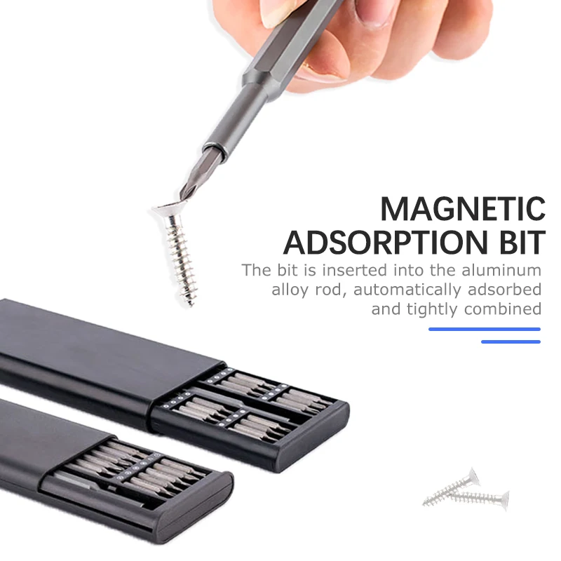 Xiaomi-Juego de destornilladores 25 en 1, brocas de tornillo Torx ranuradas Phillips de precisión, mango de rotación magnética, herramientas de reparación de ordenador