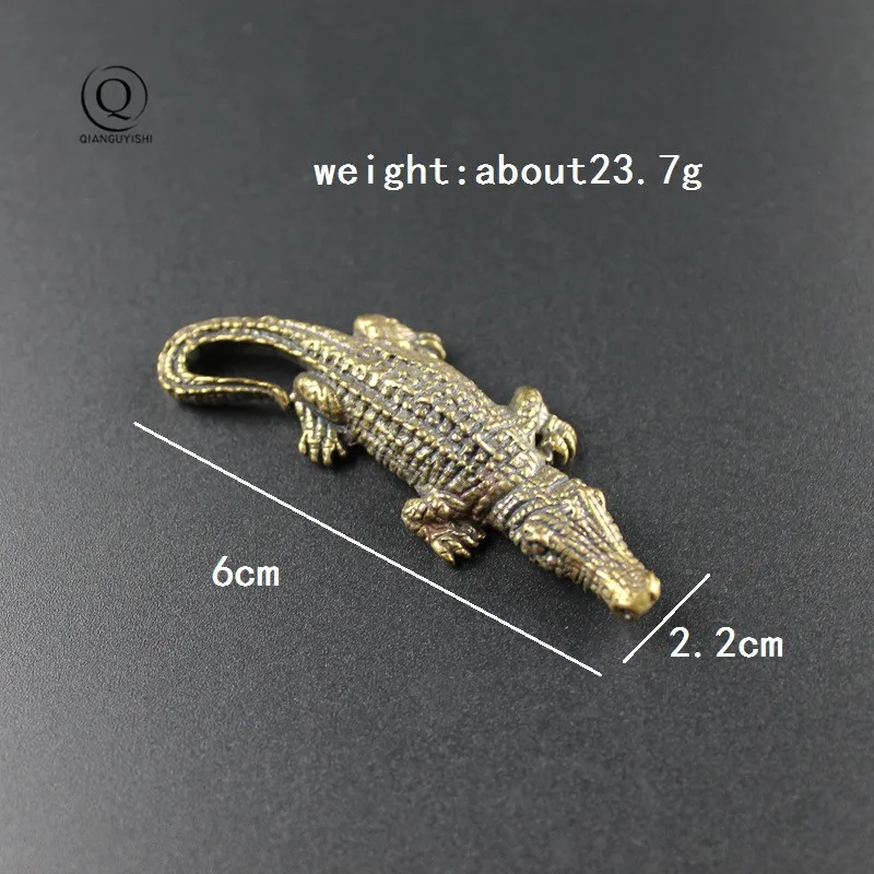 Vintage Brass Chinese Alligator Key Chain Pendant Trinket Retro Copper Reptile Animal Keyring Crocodile Keychain Hanging Jewelry