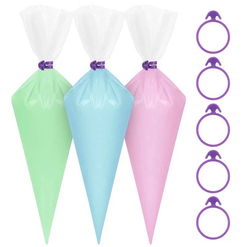 

10 pieces Silicone Icing Bag Ties Fixed Rings DIY Reusable Piping Decorating Bag Rubber Band Lashing No Leaks Pastry Tool