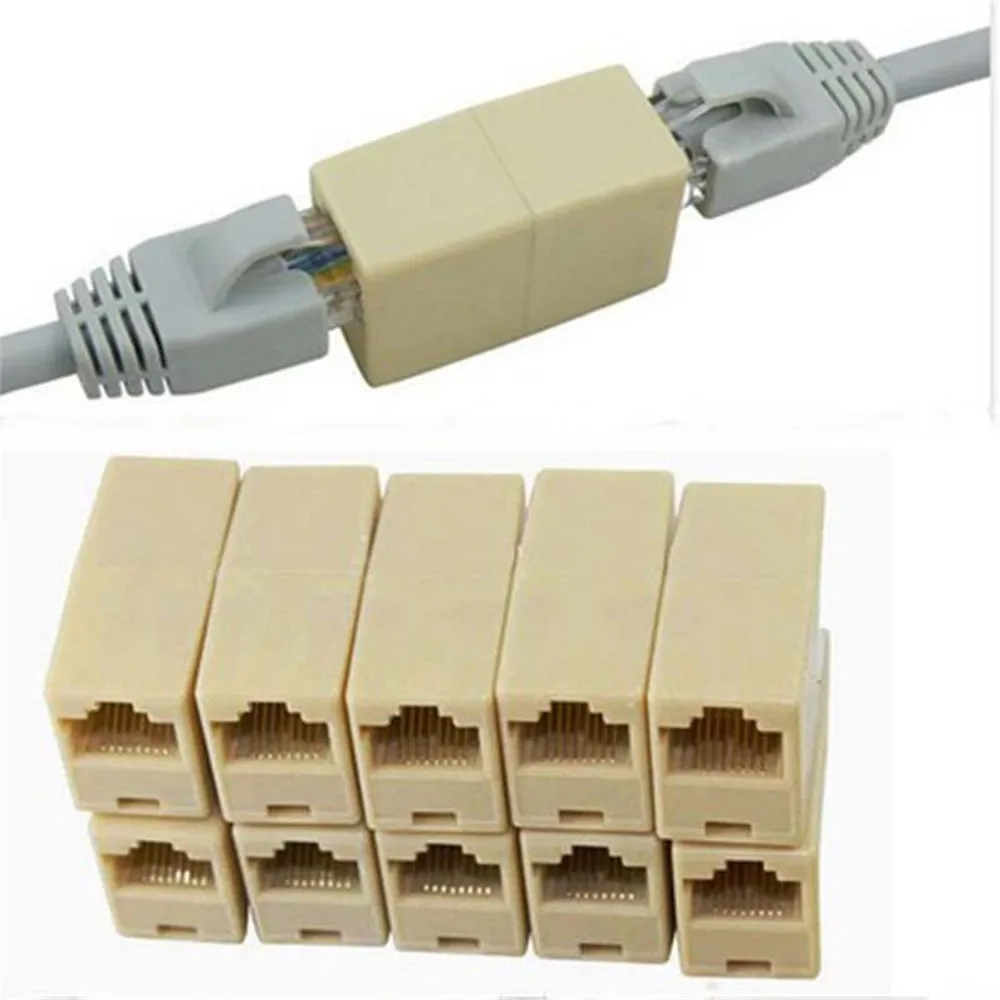 10pcs New Alloy Internet Tools RJ45 CAT5 Coupler Plug Adapter Network LAN Cable Extender Connector