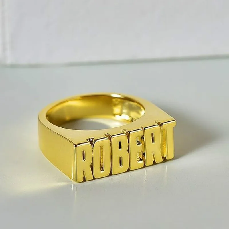 Custom Name Ring Gold Hip Hop Ring Personalized Stainless Steel  Ring  Letter Number  Unisex Accessories  Jewelry Gift