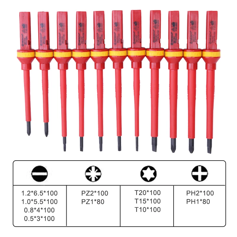 13 In 1 Insulated Screwdriver Set VDE 1000V Cr-V Magnetic Screw Driver Bits Slotted Phillips Torx Electrician Repair Tool Kit