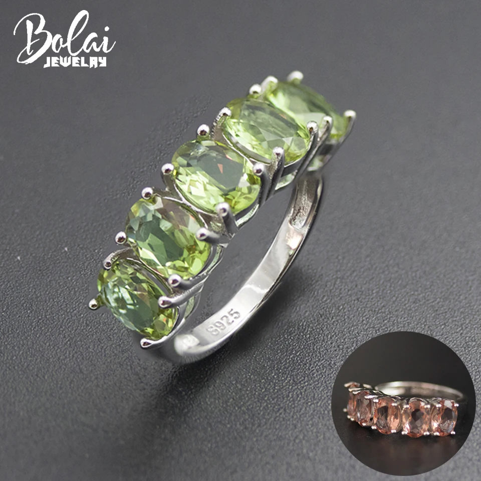 

Bolai Color Change Zultanite Ring 925 Sterling Silver Pink Green Nano Diaspore Gemstone Jewelry Five-stone Ring for Women 11.11