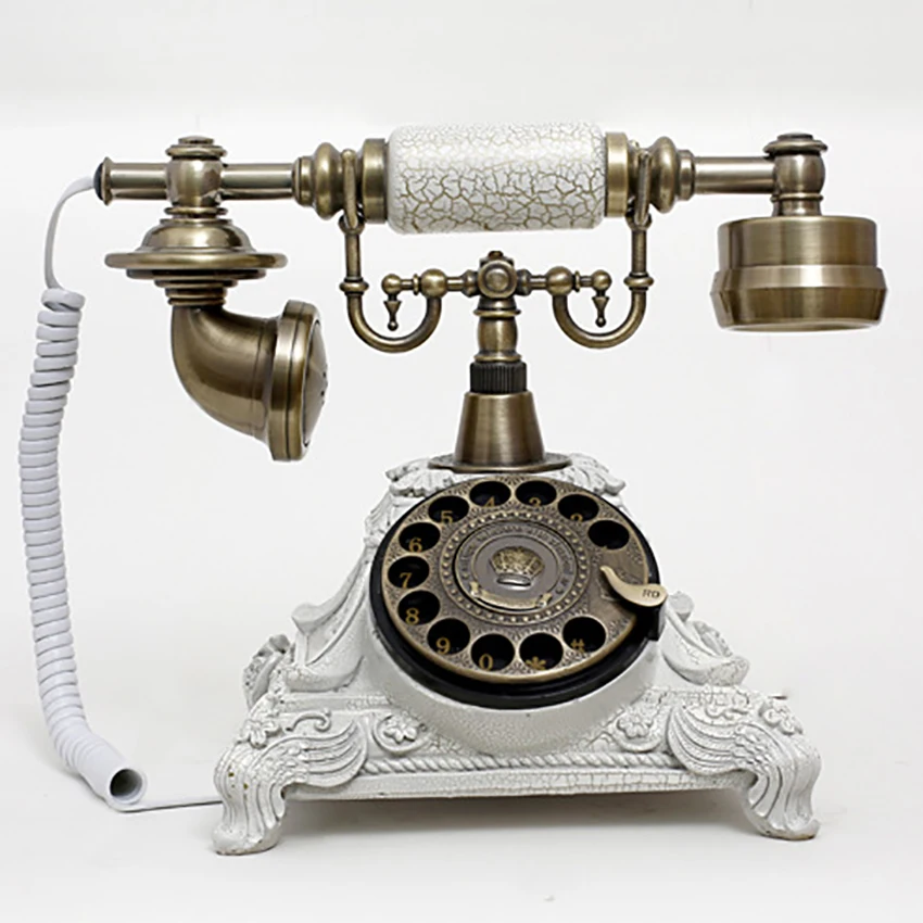 European Antique Telephone Rotary Dial Design Retro Landline Phone with Mechanical Ring, Speaker and Redial Function for Home