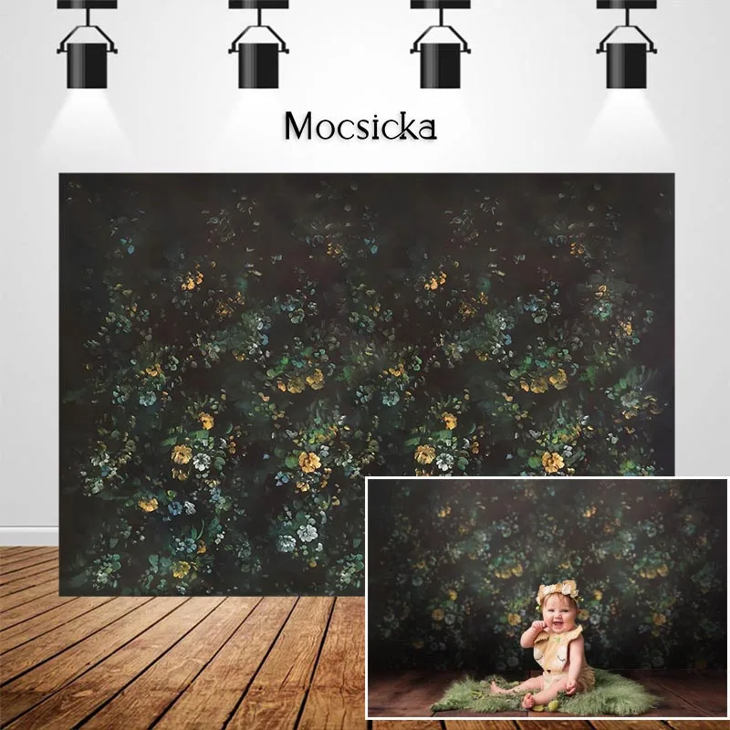 MOCSICKA 추상 질감 꽃 신생아 사진 촬영 배경 꽃 어린이 생일 Photocall 배경 사진 스튜디오