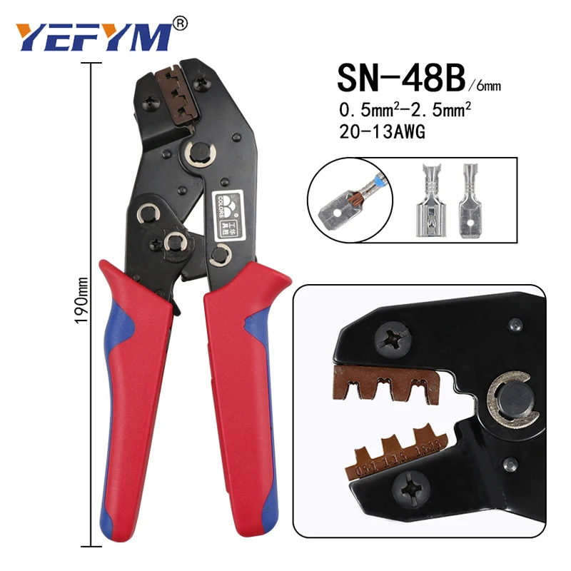 Crimping Pliers for TAB 2.8 4.8 6.3/C3 XH2.54 3.96 2510/tube/non insulation terminals SN-48B 10 jaws electrical clamp kit tools