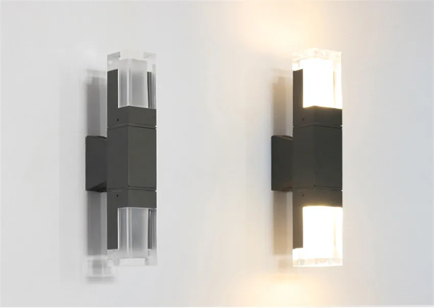LED في الهواء الطلق أضواء الجدار مقاوم للماء الألومنيوم الجدار مصباح كريستال داخلي الجدار تزيين الإضاءة حديقة الشرفة تركيب المصابيح