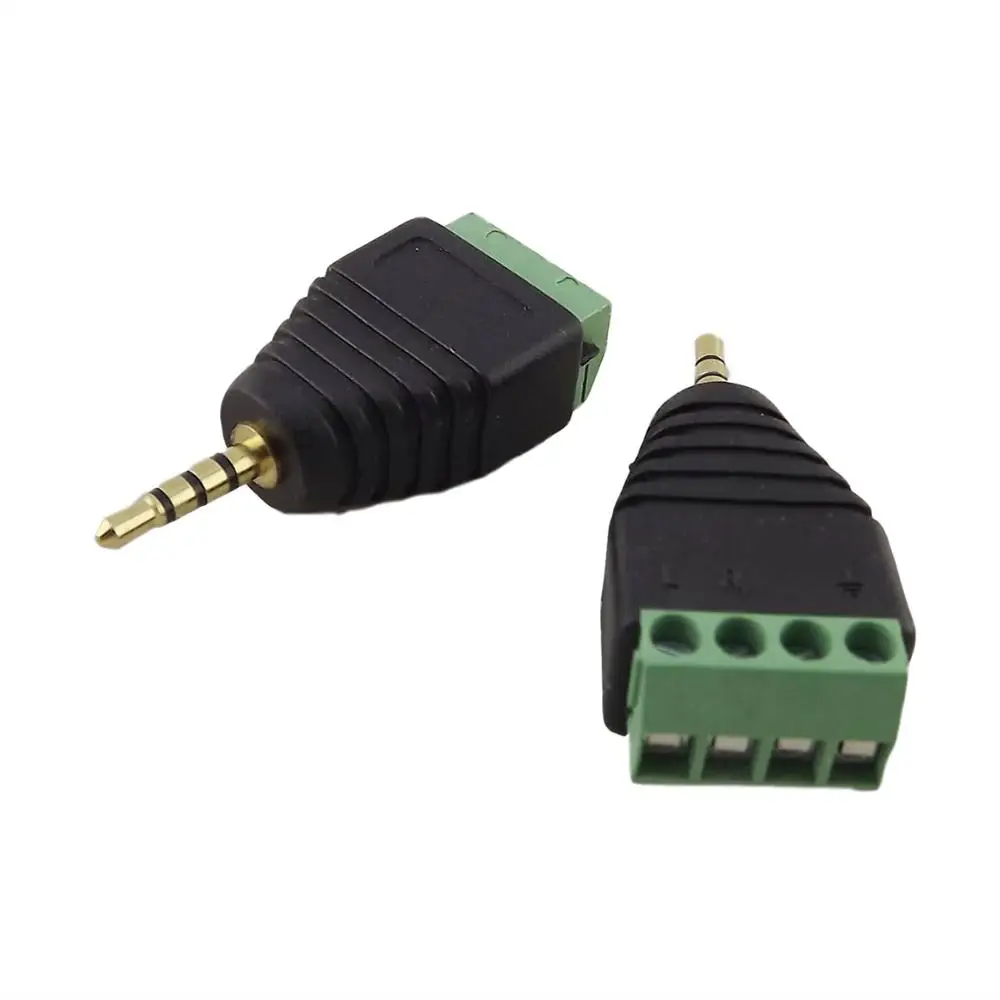 Adaptateur de Terminal vidéo Balun, 2x2.5mm, 4 pôles stéréo, prise mâle TRRS vers vis AV