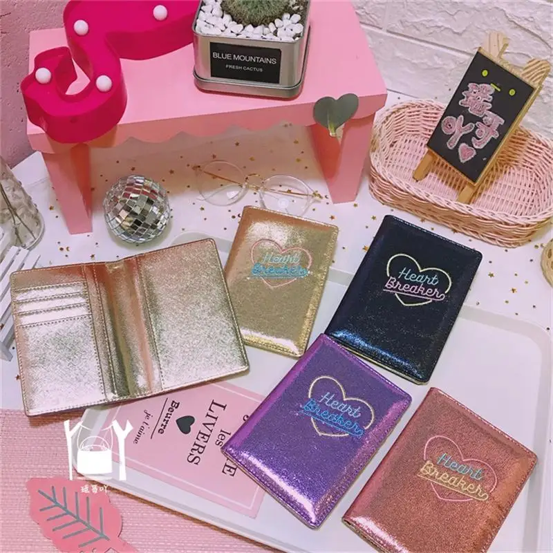 High-end Leather Passport Cover Solid Embroidery Card Holder Heart breaker Men Women Passport Case Business Unisex Travel Wallet