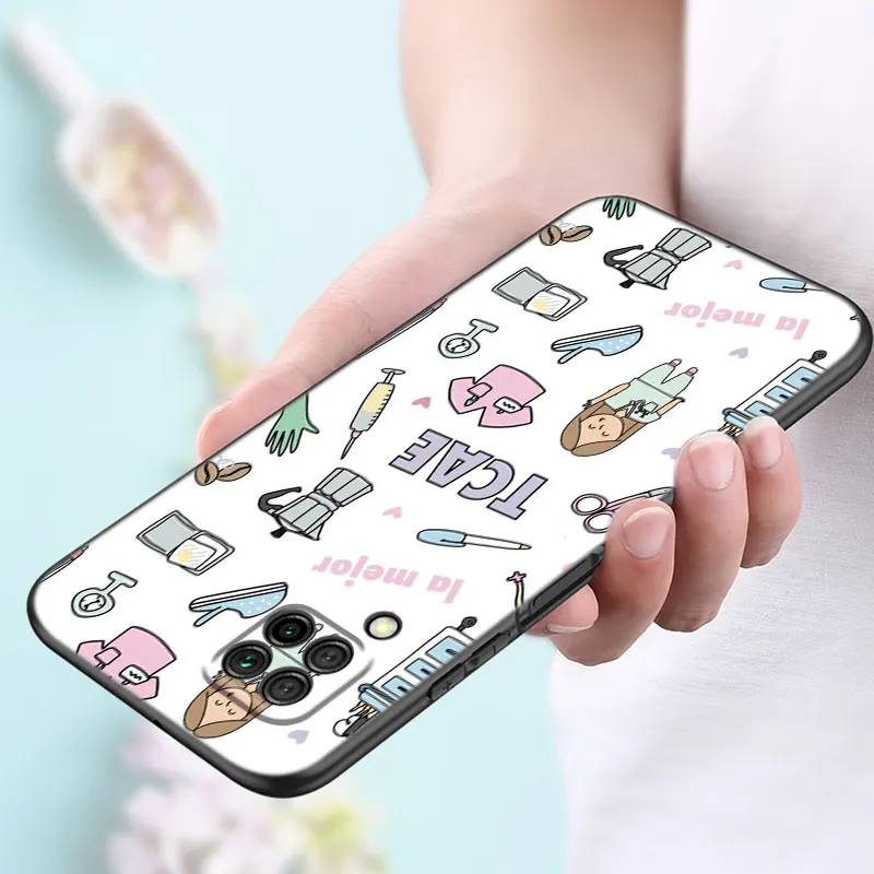 Cartoon Medicine Doctor Nurse Case For Huawei P50 P40 P30 P20 Pro P10 P9 P8 Lite 2017 P Smart Z S 2021 2020 Pro 2019 2018 Cover