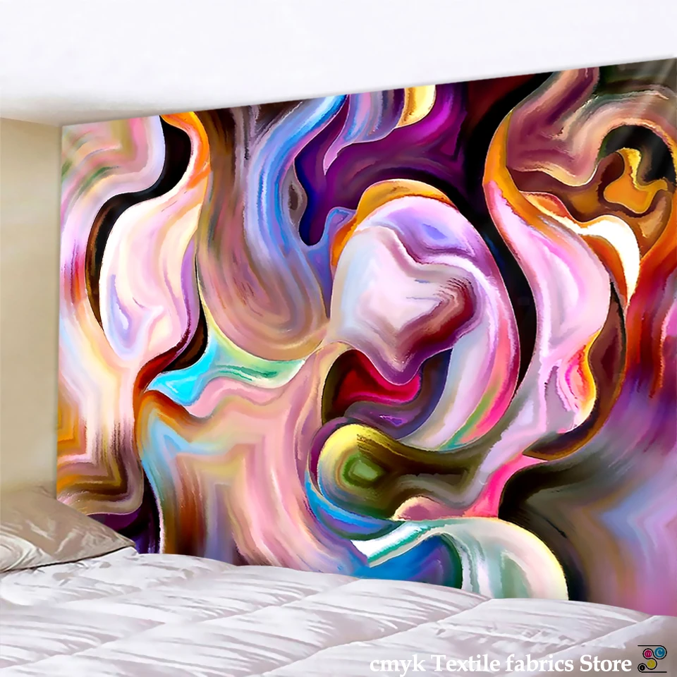 Alishomtll Colorful Gouache Tapestry Psychedelic Art Tapestry Marble Swirl Tapestries Natural Landscape Trippy Tapestry for Room