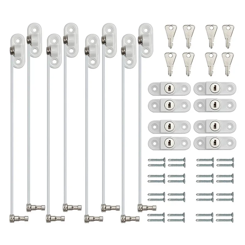 Children's Safety Locks, Window Door Lock, Cable Restrictors with Keys, Anti-Theft Security Protection for Home Public, 2/4/6Pcs