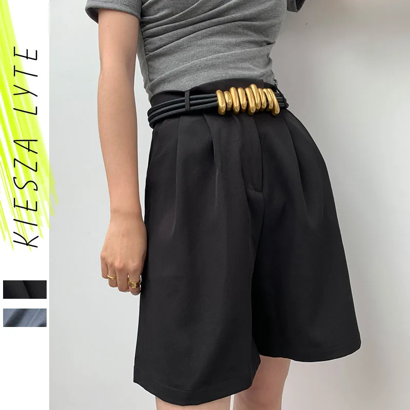 

Women Kneeth Length Pants Shorts Suit Pants Female Summer 2024 Neutral Casual High Waist Trousers Fashion Pantalones Mujer