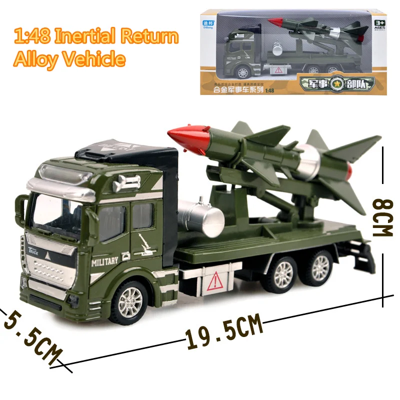 

Children's 1:48 Alloy ABS Military Model Simulation Vehicle Battle Rocket Transport Missile Diecasting Birthday Gift Toy Set