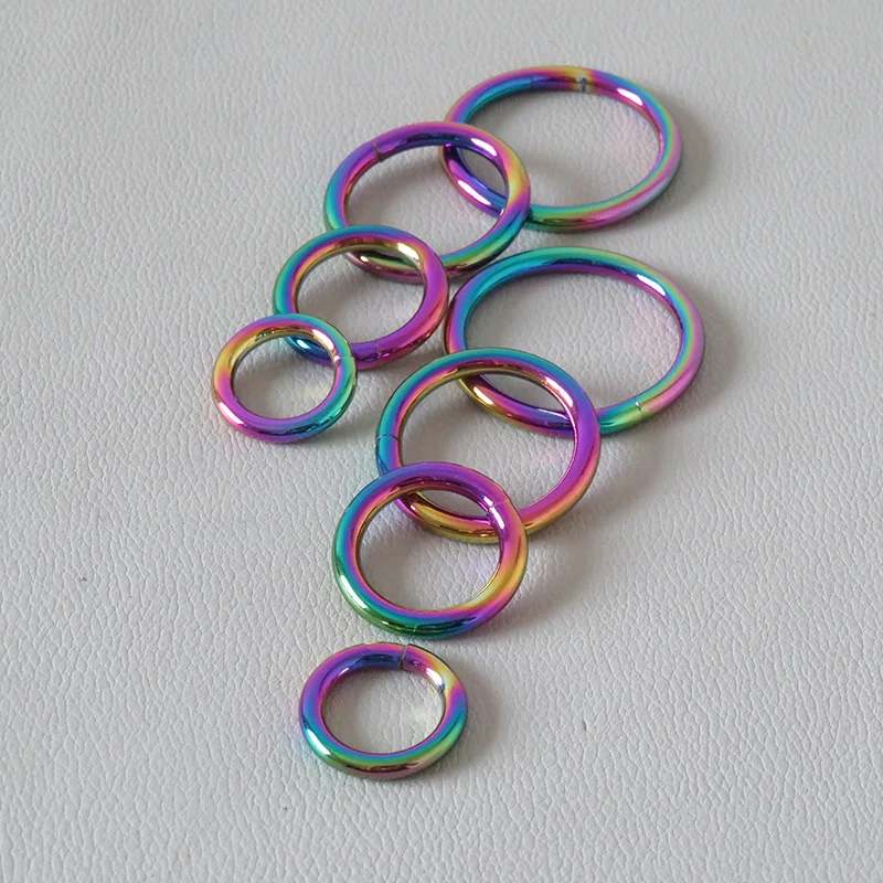 Rainbow Strong Metal Welded O Ring Circle Belt Loop Buckle Hardware Pet Dog Collar Garment Harness Clasp DIY Sewing Accessory